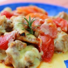 A picture of Pan-Fried Cheesy Chicken & Tomato.