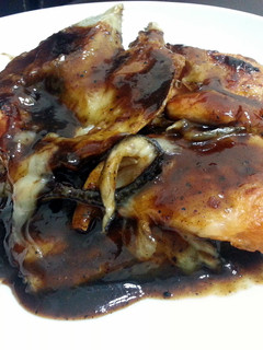 A picture of Salmon And Cheese In BBQ Sauce.
