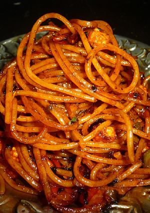 A picture of Spaghetti Red Sauce Pasta | Traditional Italian cuisine | Restaurant-Style.