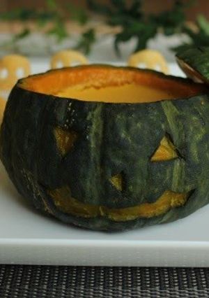 A picture of For Halloween Easy Whole Kabocha Squash Custard Pudding.