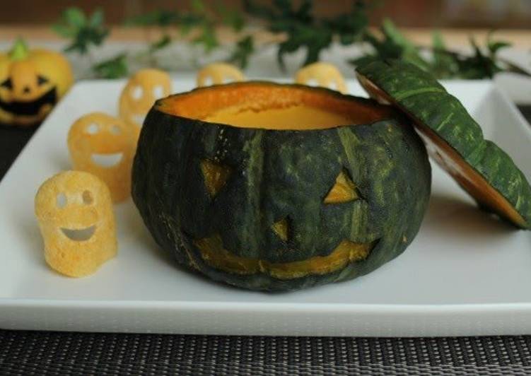 Step-by-Step Guide to Prepare Ultimate For Halloween Easy Whole Kabocha Squash Custard Pudding