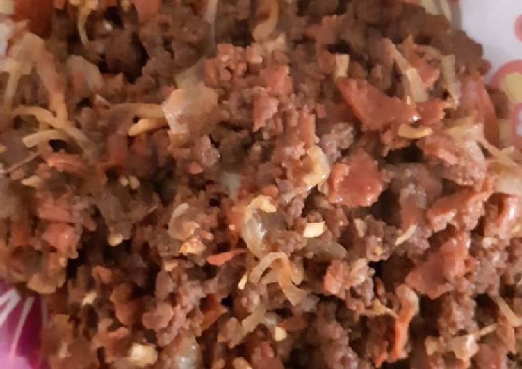 Krn ga ada daging utuh/slice,pk yg ada aja deh