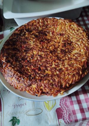 Una foto de Tortilla de fideos una delicia de rápida para reutilizar lo que quedó