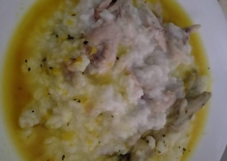 Resep membuat Bubur Ayam Bumbu Kuning Oregano menu masakan harian