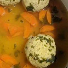 A picture of Vegetarian Matzo Ball Soup.