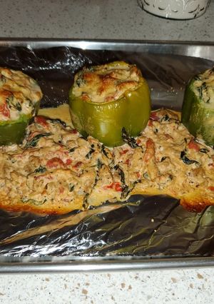A picture of Ricotta Cheese and Spinach Stuffed Peppers.