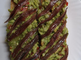 Baguette con guacamole y anchoas