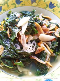 Foto resep Tumis daun pepaya jepang + teri