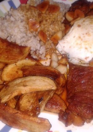 A picture of portuguese steak dinner.