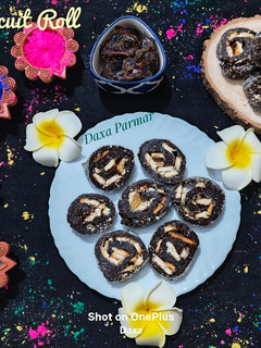 A picture of Khajoor Biscuit Roll OR Dates Biscuit Roll.