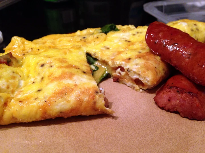 Easy Steps to Prepare Spinach Jack Cheese And Andouille Sausage Omelette the Delicious You can take Joss in your mouth