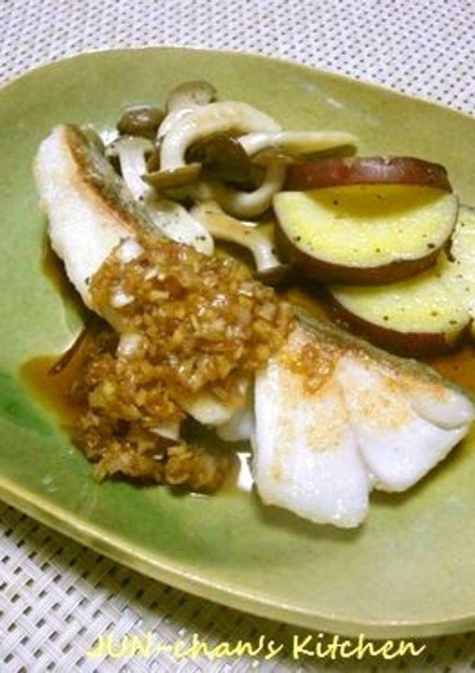 A picture of Pan Fried Cod with Leek Sauce.