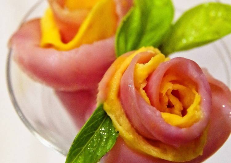 How to Prepare Flowers for Bento - Ham and Egg Roses - An Easy Bento Item