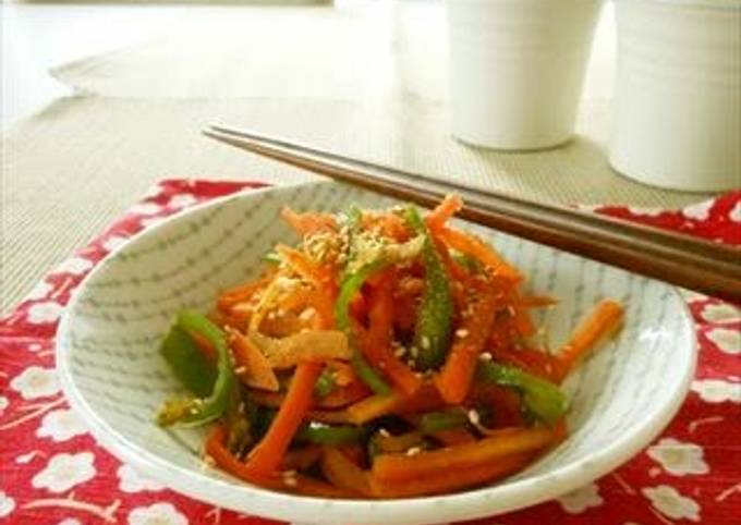 Simple Way to Prepare Favorite Easily Made in 5 Minutes! Green Pepper and Carrot Kinpira