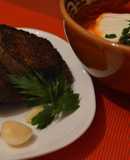 Rye bread toasts to Ukrainian Borshch