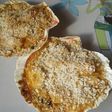 Vieiras rellenas de merluza y gambas