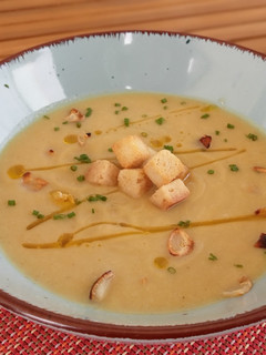 Una foto de Crema de coliflor al curry #apta para veganos