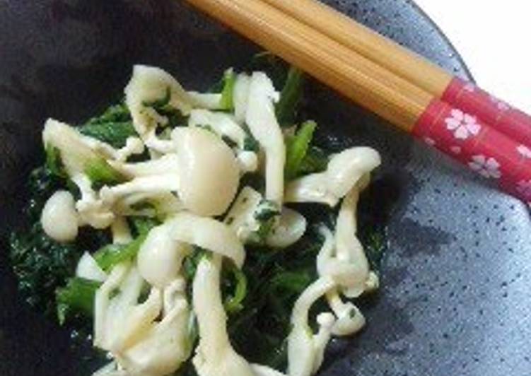 Spinach and Mushroom with Shiro-dashi and Wasabi
