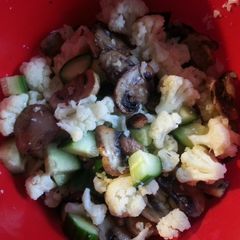 A picture of Cauliflower, Cukes & Shrooms.