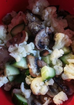 A picture of Cauliflower, Cukes & Shrooms.