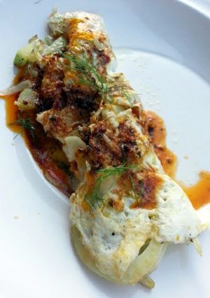 A picture of Fennel Omelette Top Spicy Garlic Butter.