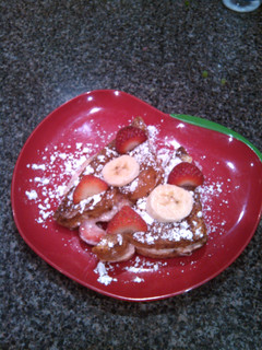 A picture of Strawberry Banana Stuffed French Toast.
