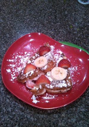 A picture of Strawberry Banana Stuffed French Toast.