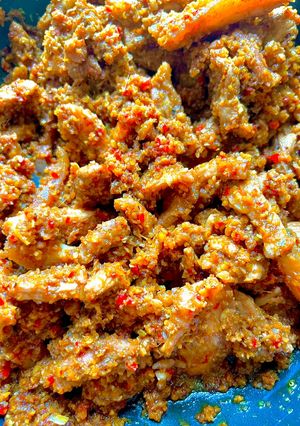 Hình của món Mắm ruốc xào thịt.