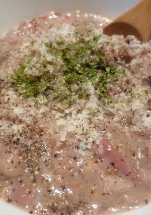 A picture of Macrobiotic Soy Milk Risotto with Rolled Barley and Mixed Grains.