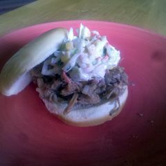 A picture of Teri's pulled pork and coleslaw sandwiches.