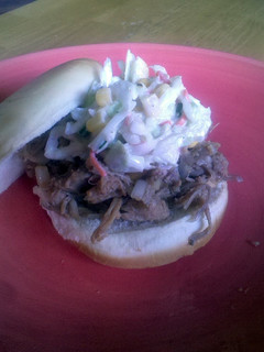 A picture of Teri's pulled pork and coleslaw sandwiches.