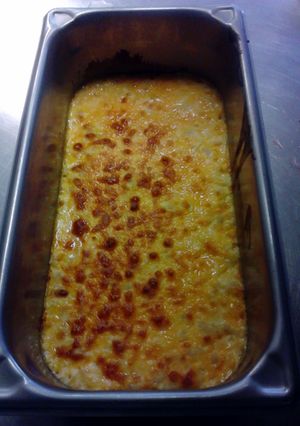 A picture of simple macaroni and cheese.