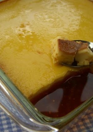 A picture of Made in a Frying Pan My Recipe for Custard Pudding.