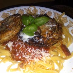 A picture of eggplant parmesan w/ my zesty sauce.