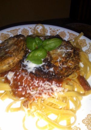 A picture of eggplant parmesan w/ my zesty sauce.