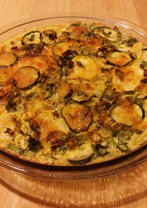 A picture of Crustless zucchini quiche.