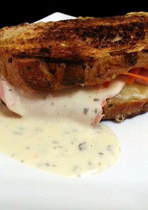 A picture of Ham And Cheese With Carrot Sandwich.