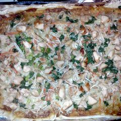 A picture of Thai Chicken Pizza (makes two pizzas).