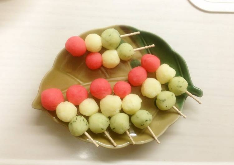 Recipe: Delicious Tri-Color Dango Dumplings For Girl&#39;s Day or Cherry Blossom Viewing