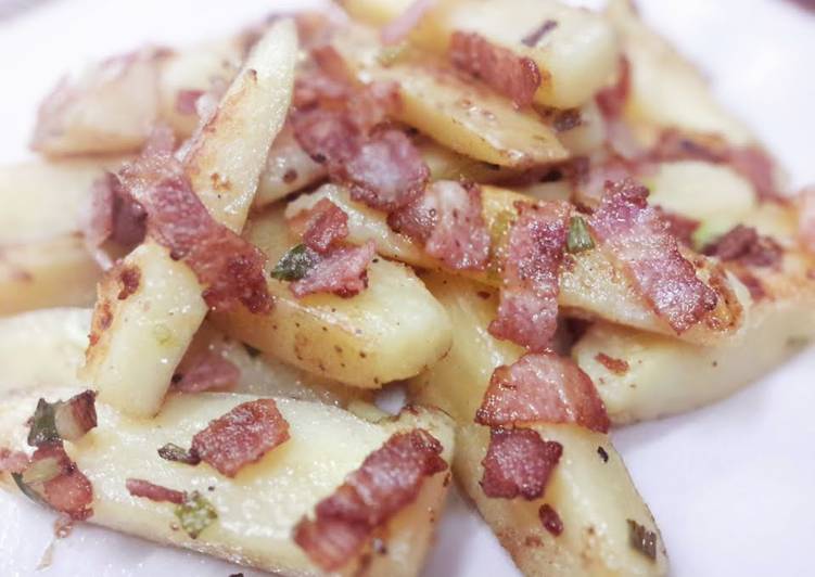 Recipe of Speedy Bacon roasted potato wedges