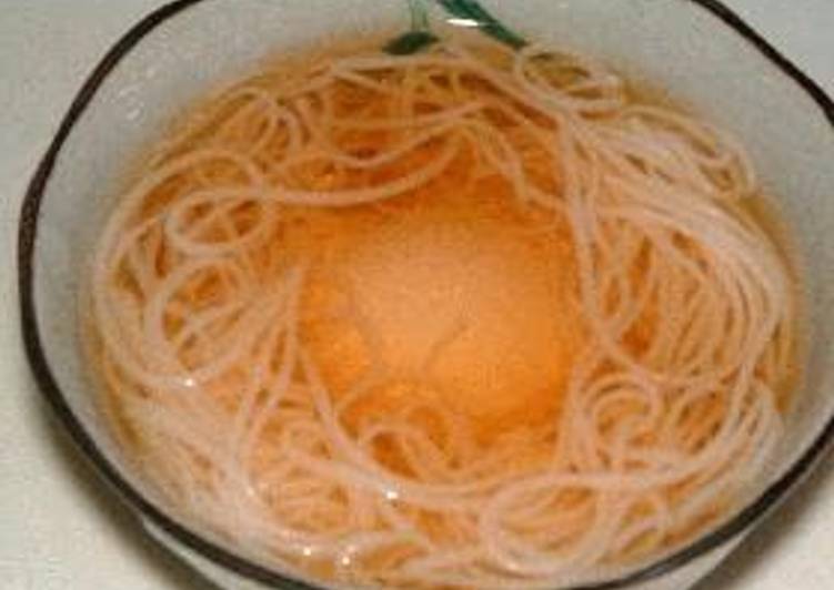 Steps to Prepare Homemade Somen Noodles with an Poached Egg