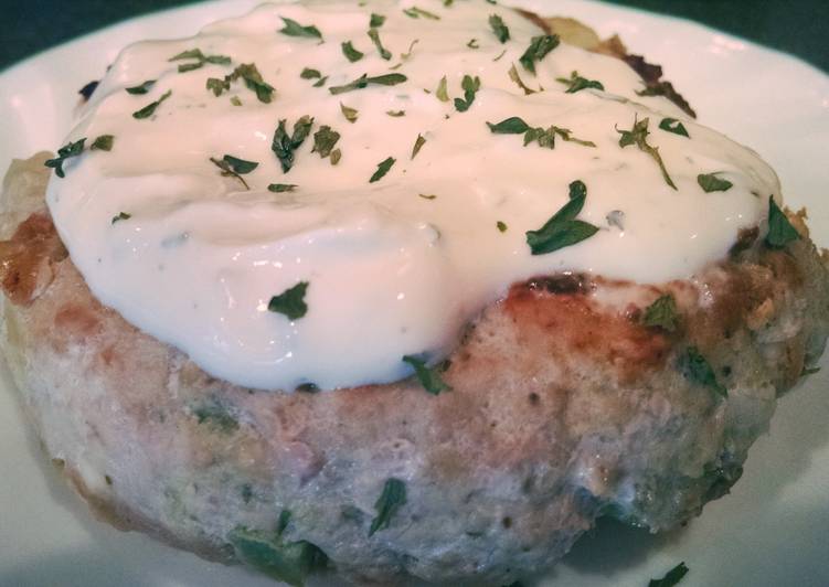 Greek Turkey Burgers with Avocado and a Lemon Parsley Mayo