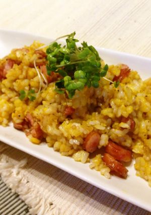 A picture of Easy Breakfast in Just 5 Minutes! Fried Rice with Sausage.