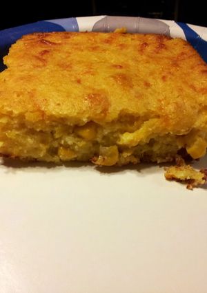 A picture of Mom's Famous Corn Casserole.