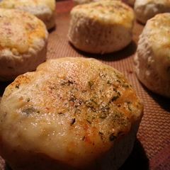 A picture of Monterey jack cheese and parsley, basil biscuits.
