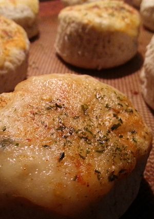 A picture of Monterey jack cheese and parsley, basil biscuits.