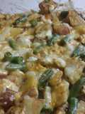Chicken tator tot casserole with red potatoes and green beans