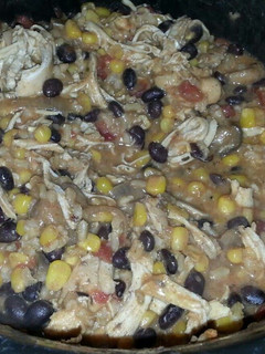 A picture of Mexican chicken and rice stew.