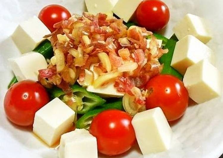 Easiest Way to Prepare Perfect Okra and Tomato Tofu Salad