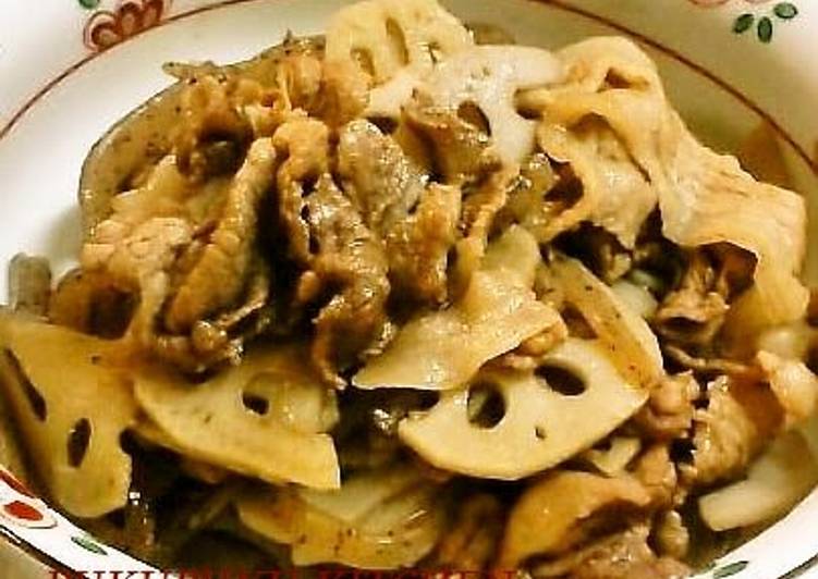 Recipe of Homemade Pork and Lotus Root Shigure Stew